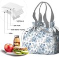 thumbnail image 4 of Pioneer Flower Floral Print Pattern Drawstring Lunch Bag Women - Drawstring Lunch Bag Insulated for Work Office - Stain-Resistant Large Lunchbags for Women with Multi-Pockets, 4 of 6