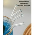 thumbnail image 6 of 12 reusable borosilicate glass straws and brushes, measuring 7 inches x 8 millimeters, including 10 elbows and 2 straw brushes. Reusable straw brushes for juice, coffee, and cocktails, 6 of 7