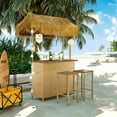thumbnail image 4 of Segmart Hawaiian-style Outdoor Bar Set with PE Grass Canopy, Acacia Wood Top & Adjustable Feet - 2 Seats, Patio Bar Table & Stools for Dining, Drinking, Natural, 4 of 7