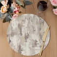 thumbnail image 3 of Abstract Brown Round 13 Inch Placemats Set of 4, Retro Country Rustic Street Oil Paint Art HeatResistant Non Slip Place Mats for Dining Table, Wipeable Braided Kitchen Table Mats for Housewarming, 3 of 9