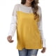 thumbnail image 1 of Suéter Oversize con Bloques de Color para Mujer: Cuello Redondo, Punto Acanalado, Hombros Caídos, Larga Amarillo L, 1 of 10