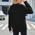 thumbnail image 4 of Black Womens Fall Tops Crewneck Sweatshirt for Women Loose Fit Oversized Pullover Side Slit Zipper 2023 Fall Fashion Sweaters for Women, 4 of 5