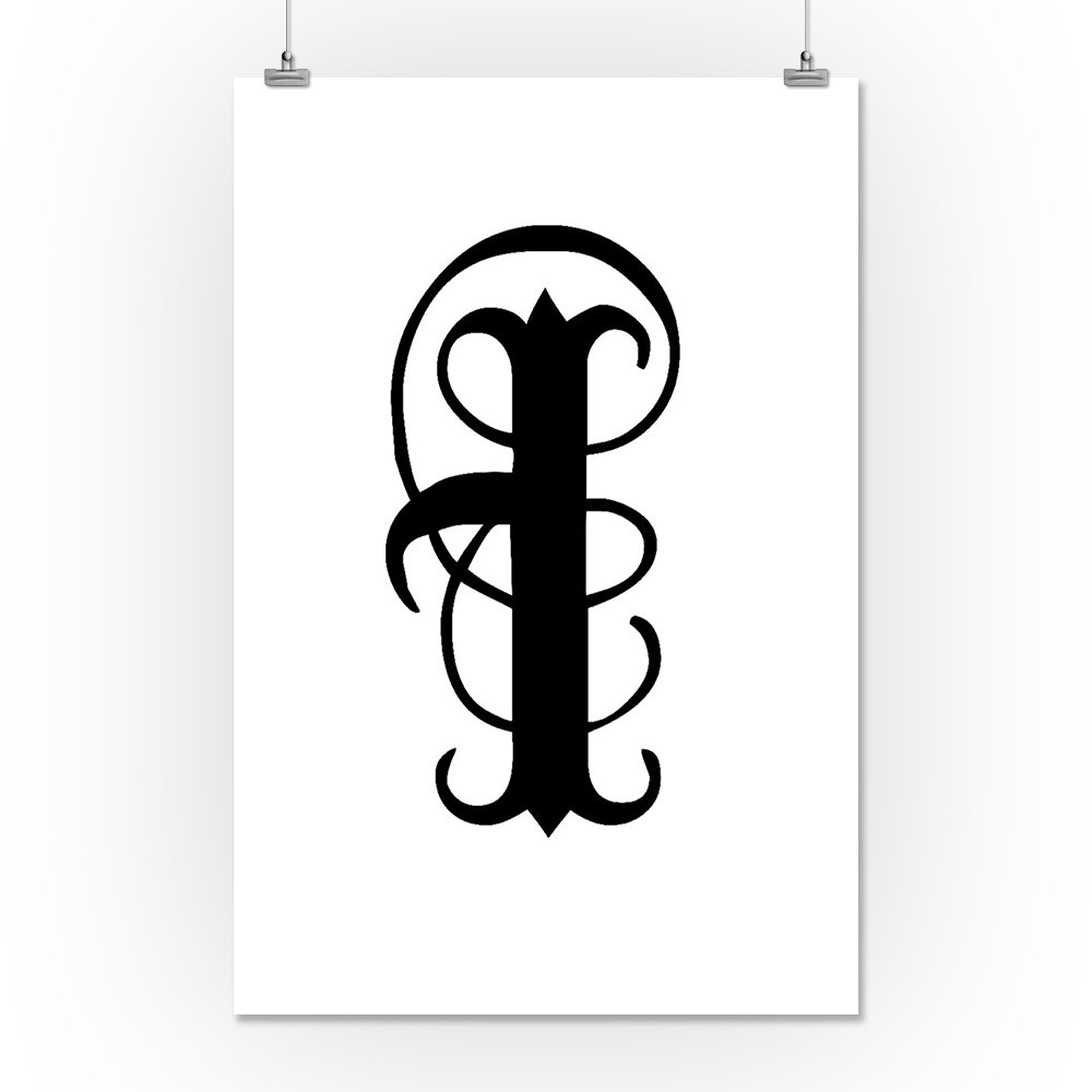 Monogram - Letter I - Hand Drawn Style - Lantern Press Artwork (16x24