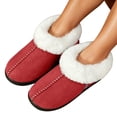 thumbnail image 2 of uublik Women's Indoor Outdoor Fuzzy Slippers Memory Foam Close-Toe Slippers Soft Fleece Indoor Shoes Indoor/Outdoor Slippers, Red, 2 of 7