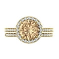 thumbnail image 2 of 2.56ct Brilliant Round Cut Yellow Moissanite 14k Yellow Gold Halo Solitaire with Accents Engagement Bridal Wedding Ring Band Set size 3.75, 2 of 7