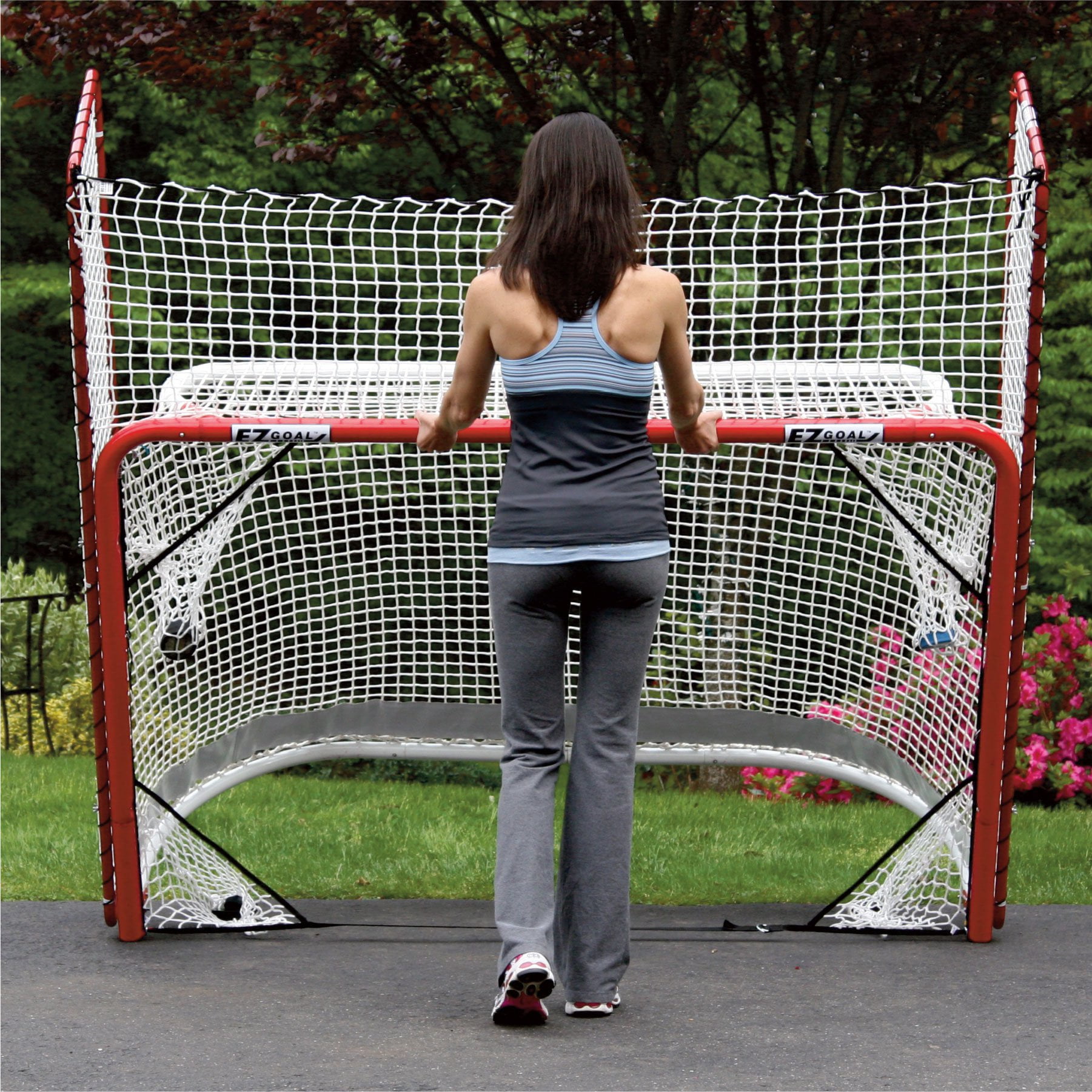Hockey Training Goal Net Folding Regulation Size Portable with Backstop Durable 