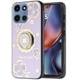 thumbnail image 2 of For Motorola Moto G 5G 2025 SPLENDID Diamond Glitter Ornaments Engraving Case Cover - Good Luck Floral Purple, 2 of 3