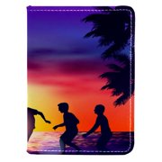 OWNTA Beach Soccer Sunset Pattern Premium PU Leather Passport Book - 4x5.5 inches - Passport Case, Covers & Cover