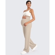 G4Free Maternity Pants Over The Belly Yoga Dress Work Pregnancy Pants Stretchy Lounge Wide Leg Trousers with Pockets