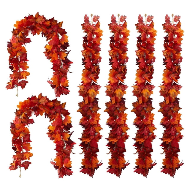 FOCUSNORM Fall Vines Artificial Maple Leaves Garland Hanging Vines Holiday Home Decor Party Favor