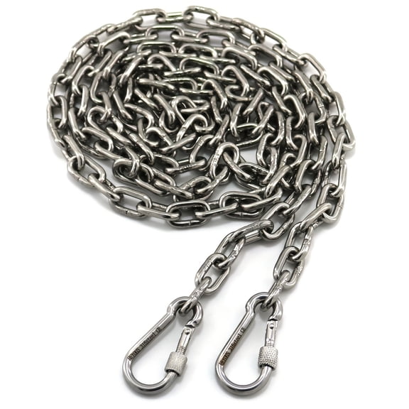 78" M4/M5 Heavy Duty Stainless Steel Dog Tie-Out Chain with Swivel Lockable Hook for Yard, Camping, Travel