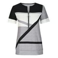 thumbnail image 2 of Birdeem Mode Femmes Été Col en V Manches Courtes Imprimé Fermeture Éclair T-Shirt Blouse Décontractée, 2 of 6