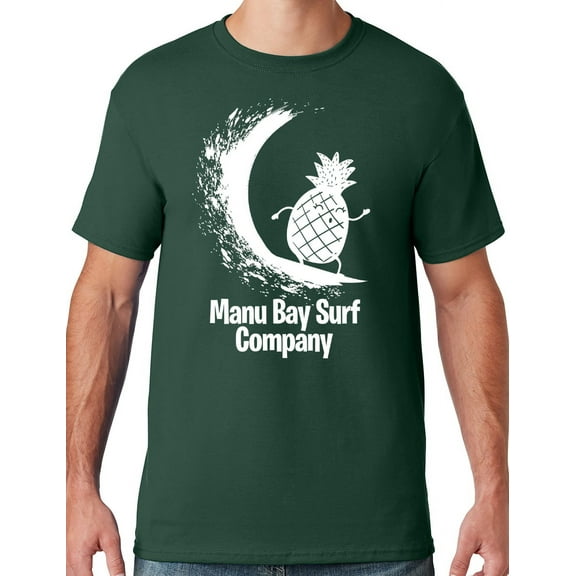 Mens Manu Bay Surf Company WHITE SURFING PINEAPPLE T-shirt, 4XL Forest Green