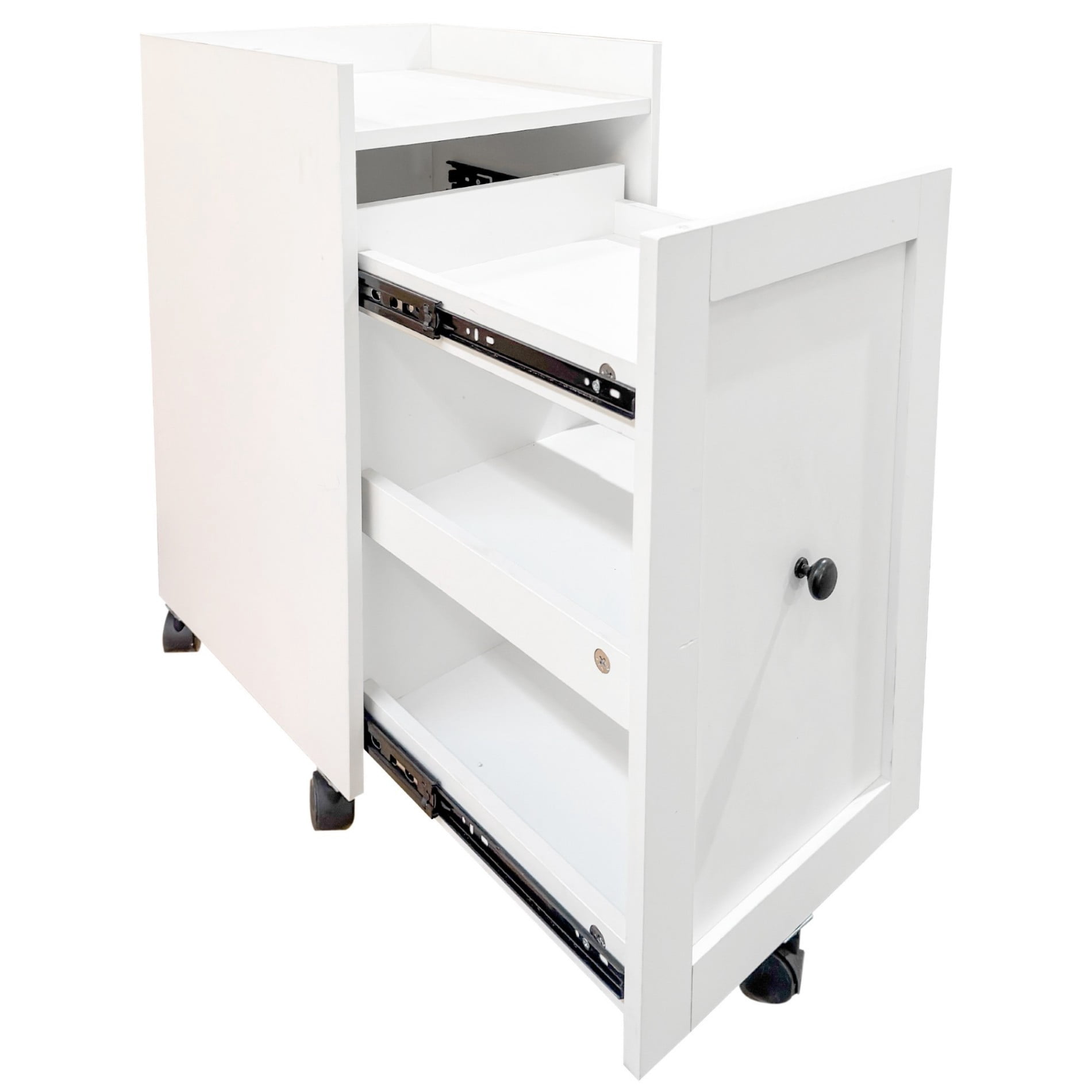 Sliding Snack Organizer for Pantry, 3 Tier Pull-Out Snack Cabinet with Wheels, Multi-Layer Soda Can Storage Rack, Mobile Pantry Organizer for Kitchen, Office, Small Spaces, White