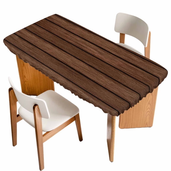 Dark Brown Wooden Table Cloths for 3 Foot Rectangle Tables, Vintage Western Country Wooden Board Patio Waterproof Elastic Fitted Tablecloths, Washable Rectangular Table Cover for Camping
