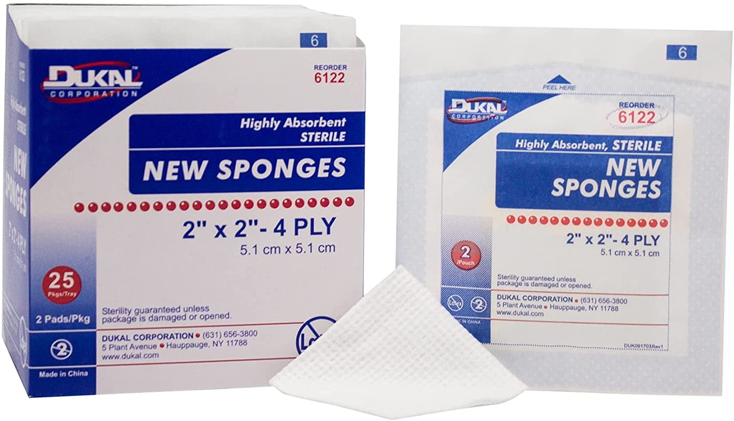 Dukal NonWoven Sponges 2" x 2". Case of 50 Sterile Dressings for