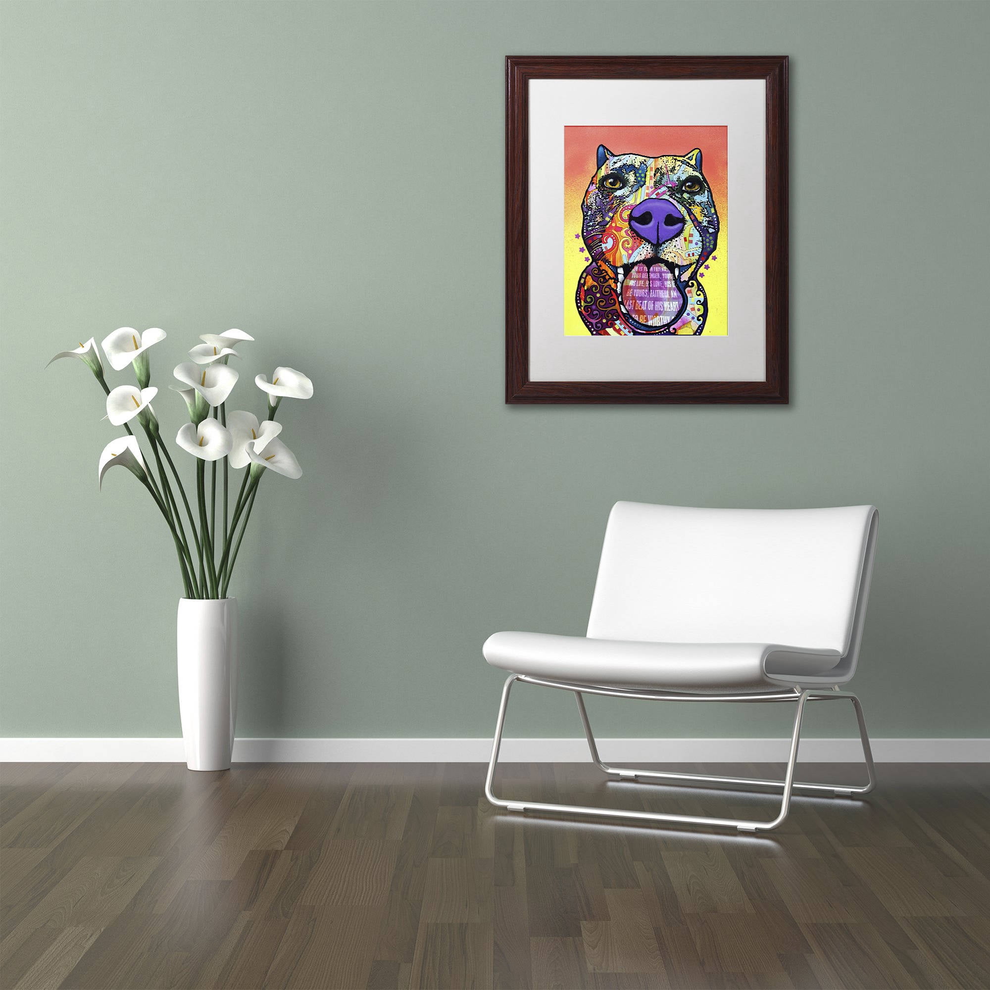 Trademark Fine Art "Bark Don't Bite" Canvas Art by Dean Russo, White Matte, Wood Frame