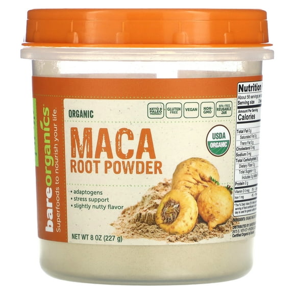 BareOrganics Organic Maca Root Powder 8 oz Pwdr