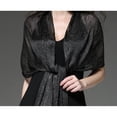 thumbnail image 4 of Bufanda larga tipo chal para mujer, ideal para bodas, fiestas de noche, protección solar, playa, graduación, con flecos y borlas (negro), 4 of 5