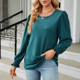 thumbnail image 2 of Besolor Tunic Tops for Women Crew Neck Long Sleeve Basic Blouse Solid Casual Comfy Ladies Fall Spring Tshirts, 2 of 4