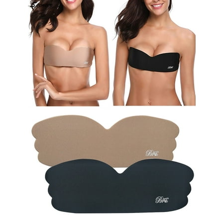 Spencer Women s Deep V Strapless Invisible Bras Backless Self Adhesive Push Up Magic Sticky Plunge Bra Breathable  Cup A/B