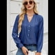 thumbnail image 5 of Blusas Tipo Túnica Informales Holgadas con Cuello en V y Larga para Mujer con Bolsillo Azul Oscuro XL, 5 of 10