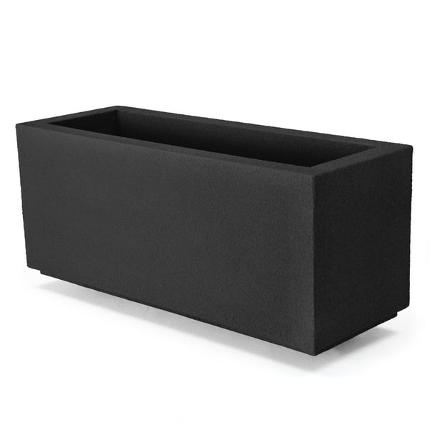 Polystone Milan Tall Modern Outdoor Indoor Rectangular Trough Planter Lightweight Heavy Duty Weather Resistant Polymer Finish Commercial Grade And Residential 46 L X 17 W X 19 H Black Walmart Com Walmart Com