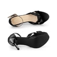 thumbnail image 4 of BLISSFUL STEP Women's Satin Knot Platform Stiletto Heel Sandals Black 10, 4 of 7