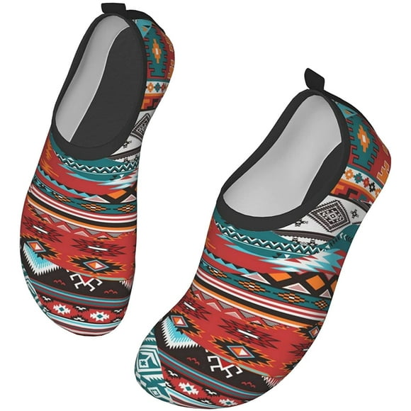 Chaussures Aquatiques pour Hommes et Femmes à Motif de Vagues Amérindiennes, Chaussettes de Yoga Pieds Nus à Séchage Rapide, Chaussures Aqua pour Plage, Natation, Yoga et Exercice