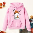 thumbnail image 6 of Staki Kids Girl Hooded Sweatshirt Graphic Letter Print Halloween Shirt Long Sleeve Pullover Tops(Pink,4-5 Years), 6 of 6