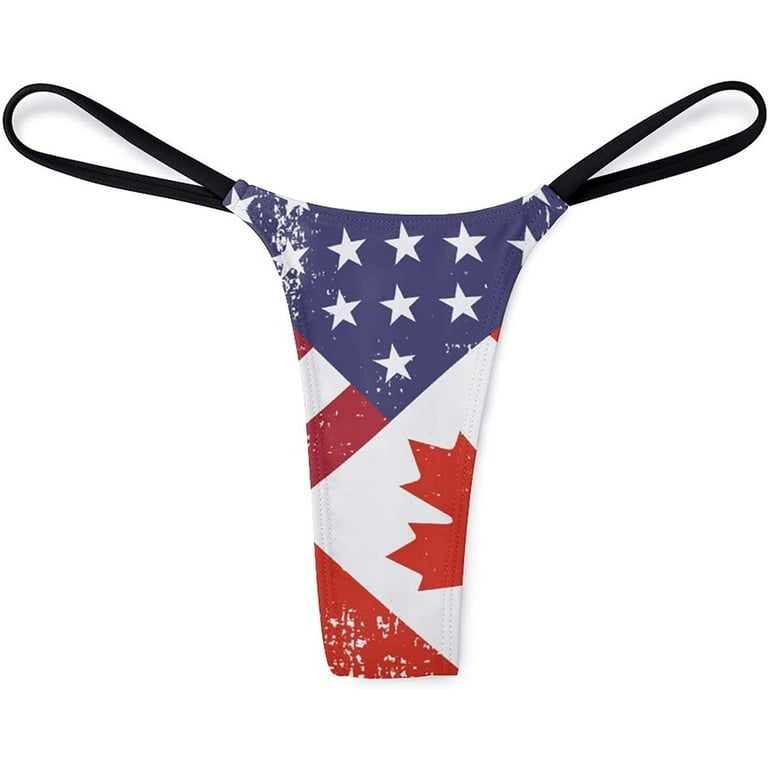 Retro America Canada Flag Women's G-String Thongs Low Rise Hipster