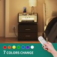 thumbnail image 4 of Moasis  Set of 2 LED 2 Drawers Nightstand with Charging Station Bedside Tables with Glass Top Black, 4 of 5