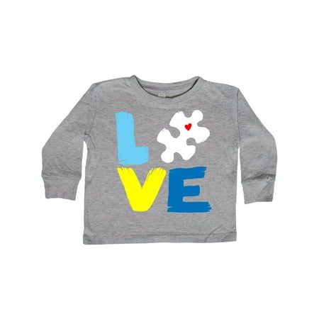 

Inktastic Autism Awareness Puzzle of Love in Blue and Yellow Gift Toddler Boy or Toddler Girl Long Sleeve T-Shirt