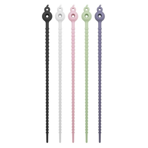 5Pcs Silicone Cable Ties Reusable Rubber Twist Ties Multipurpose Elastic Wire Organizers Rubber Cord Tidying Tool