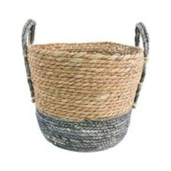 Natural And Blue Color Woven With Handles Basket
