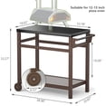 thumbnail image 4 of TORVA Patio Pizza Oven Cart PVD Gunmetal Finish Table Top Prep Cart, Patio Grilling Backyard BBQ Grill Carts, Brown, 4 of 7