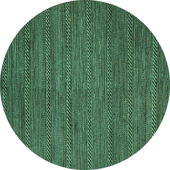 Ahgly Company Machine Washable Indoor Round Abstract Turquoise Blue Modern Area Rugs, 8' Round