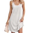 thumbnail image 3 of Deago Women's Eyelet Embroidery Summer Dress Sleeveless Spaghetti Strap Loose V Neck Sundress Beach Cover up Tank Dresses (White, S), 3 of 9
