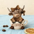 thumbnail image 4 of 1/2Pcs Coffee Cup Highland Cow Figurine Coffee Bean Highland Cattle Resin Statue Sculpture Decoration Ornament Calf Lovers Gifts, 4 of 7