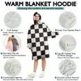 thumbnail image 5 of Black and White Checkered Pattern Wearable Oversized Blanket,Wearable Blanket Hoodie for Adults,Cozy Hooded Blankets with Super Pockets,Super Warm Fuzzy Pullover for Women & Men, 5 of 6