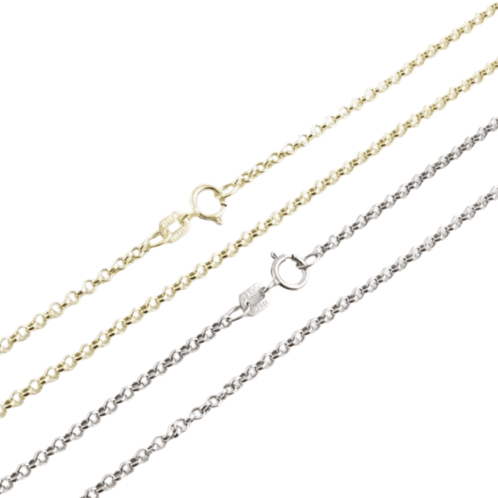14k Yellow Gold Round Rolo Link Necklace Pendant Chain 20" 1.1mm 