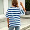 thumbnail image 4 of Jamsmile Women T-Shirts Striped Print Loose Fit Short Sleeve Summer Tee Shirts Tops Casual Oversize Basic Baggy Loose Tops, 4 of 5