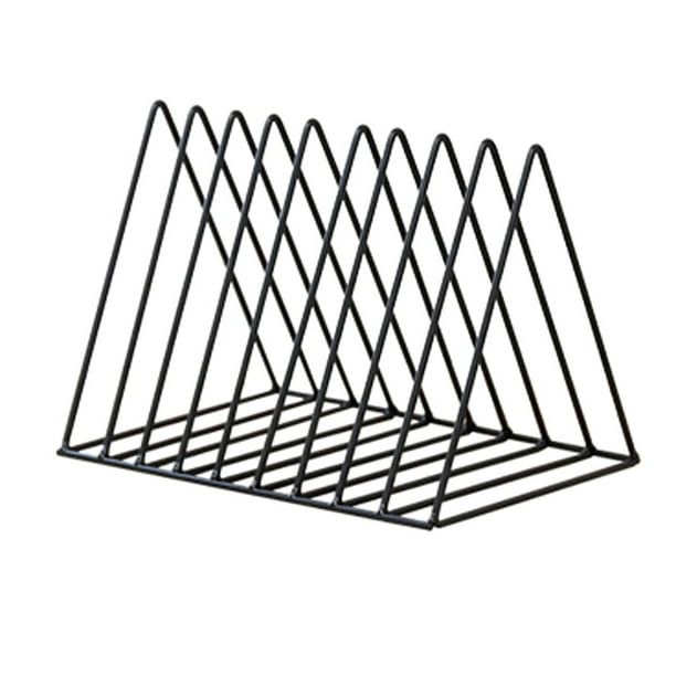 Estante de almacenamiento de escritorio de metal, soporte para libros, organizador de oficina, archivos, soporte para revistas Negro