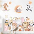 thumbnail image 4 of Super Cute Animal Zoo Stars and Moon Wall Decals Panda Fox Lion Bear Elephant Zebra Wall Stickers Bedroom Living Room TV Wall Door Decor Murals (Cute, 4 of 4