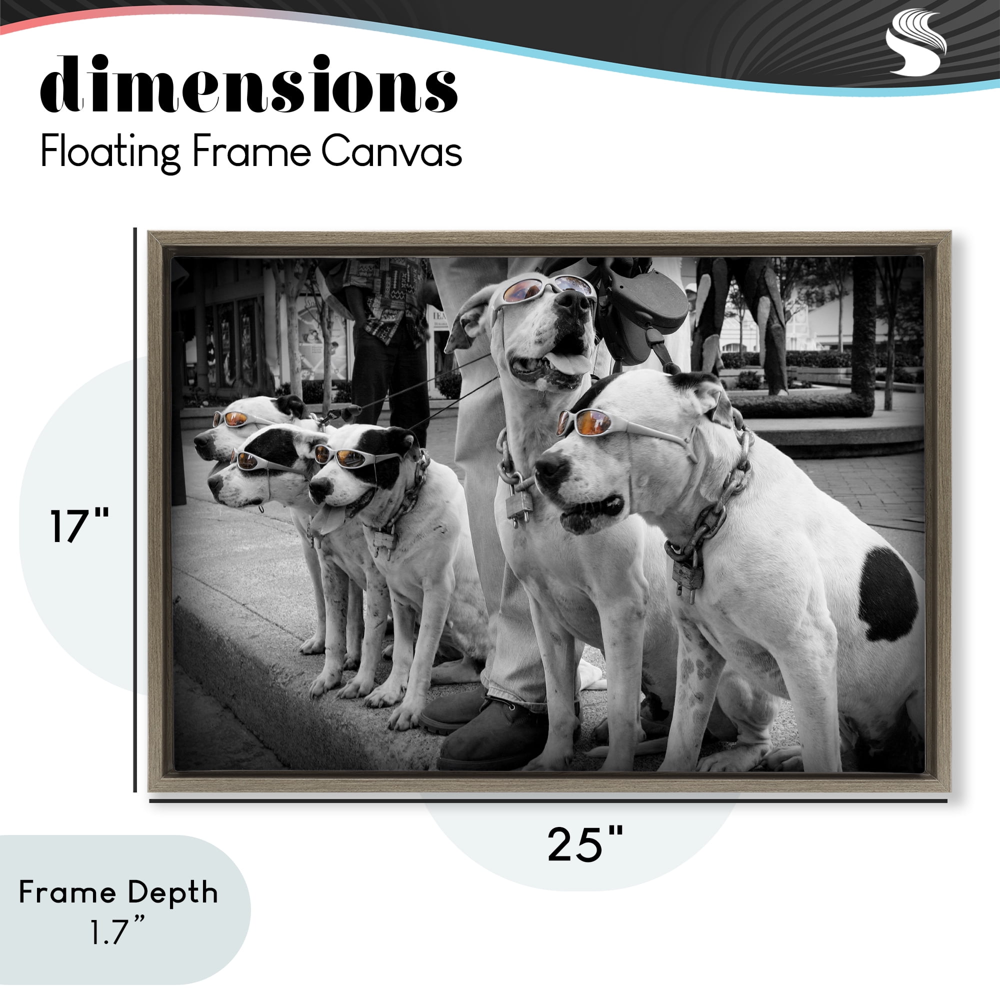 Stupell Industries Afternoon Stroll Pups Brown Framed Floater Canvas Wall Art, design by Scott Henderson