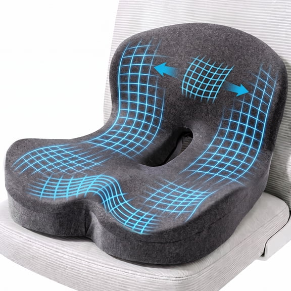 Parojati Comfort Gel Memory Foam Seat Pillow, Ergonomic Lumbar Support for Office Chair, Car Seat and Wheelchair, Dark Grey