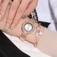 thumbnail image 4 of Reloj de pulsera elegante de cuarzo con correa de aleación y esfera grande para mujer (oro rosa + blanco), 4 of 6