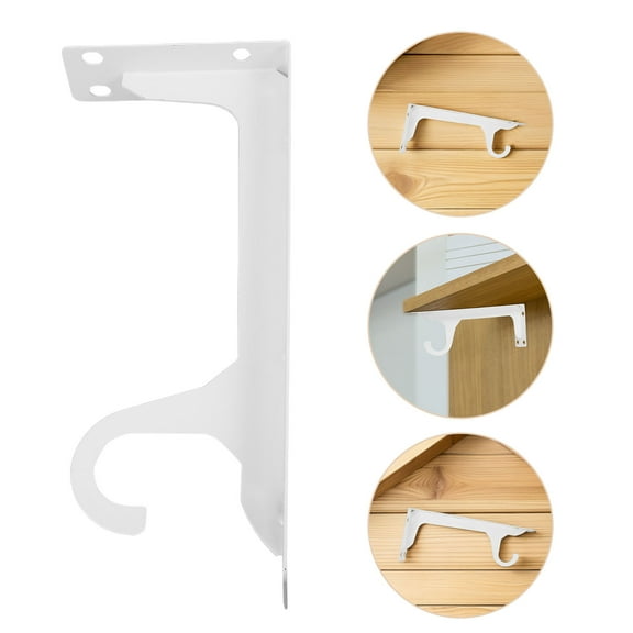 AURARMLET Heavy Duty Hanging Rod Support Brackets 2 Pack White Iron Shelf Brackets for Closet Organization and Home Decor