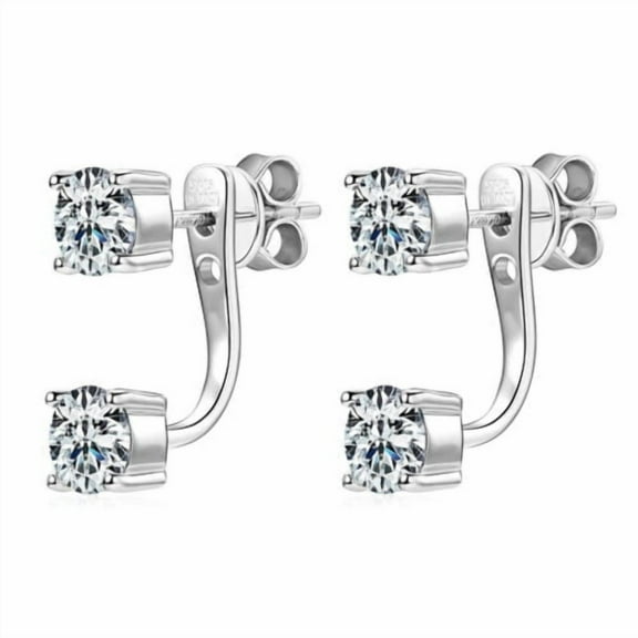 2.0CTW. Round Moissanite Earrings Ear Jacket Earrings for Women Sterling Silver