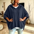 thumbnail image 4 of Tops for Women, Pullover Sweaters for Women Hooded Side Slit Ribbed 3/4 Sleeve Sweaters, Drawstring, Batwing Sleeve, Soft and Comfort Fabric, Drop Shoulder, 4 of 5